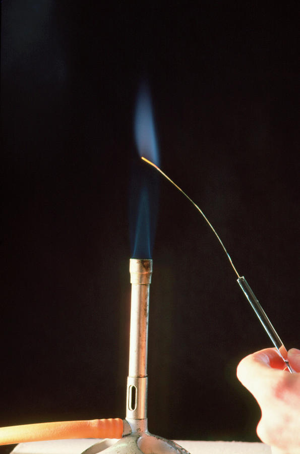 Potassium Metal Flame Test Photograph by Andrew Mcclenaghan/science Photo Library.