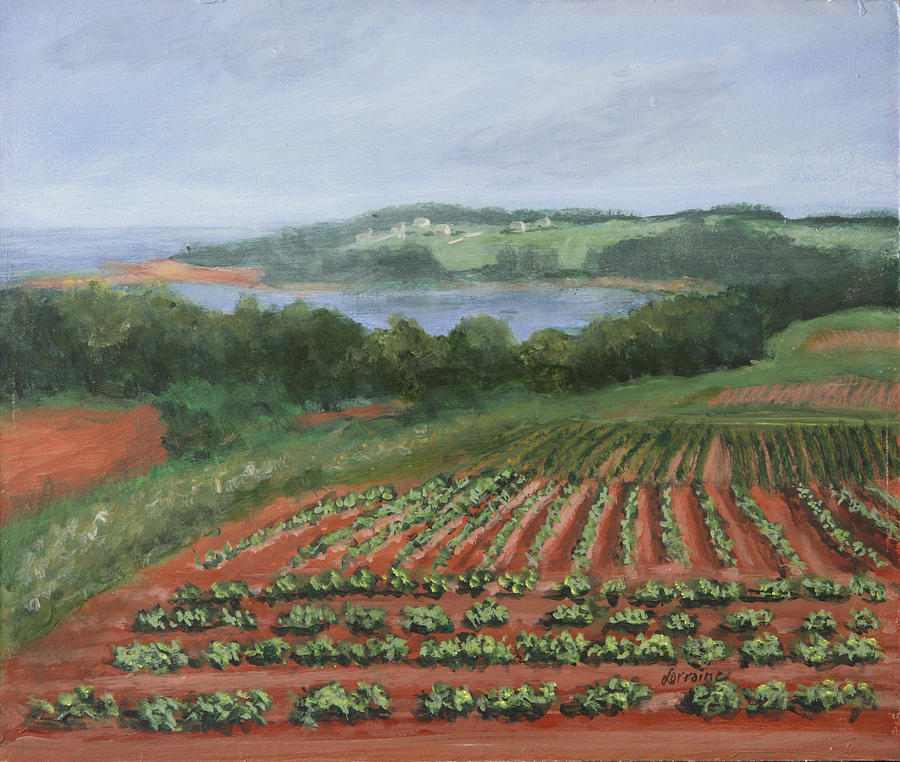 Potato Painting - Potato Fields by Lorraine Vatcher