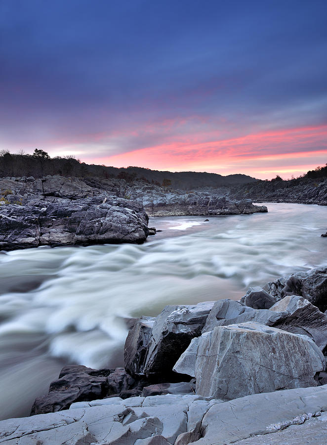 Waterfall Photograph - Potomac River at Great Falls Park - Sunrise by Brendan Reals