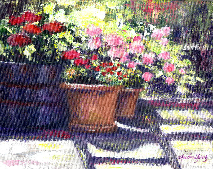 Pots of Flowers Painting by Marsha Young