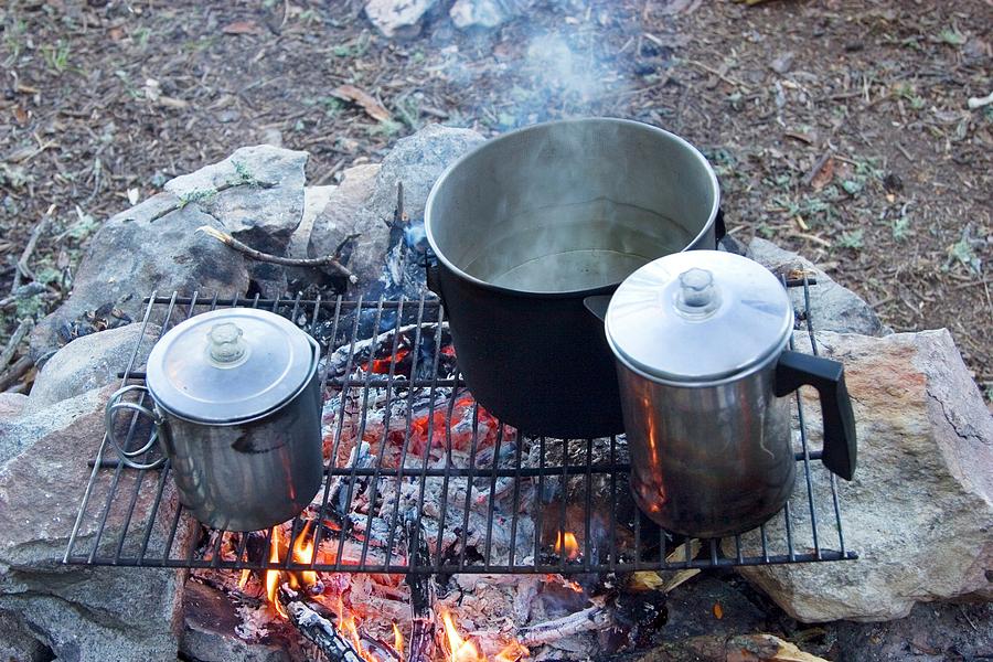 Pot Photograph - Pots On A Camp Fire by Jim West