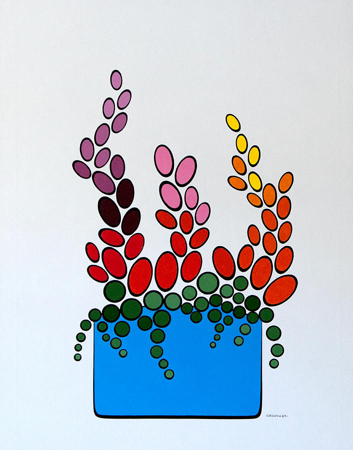 Potted Blooms - Blue Painting by Thomas Gronowski