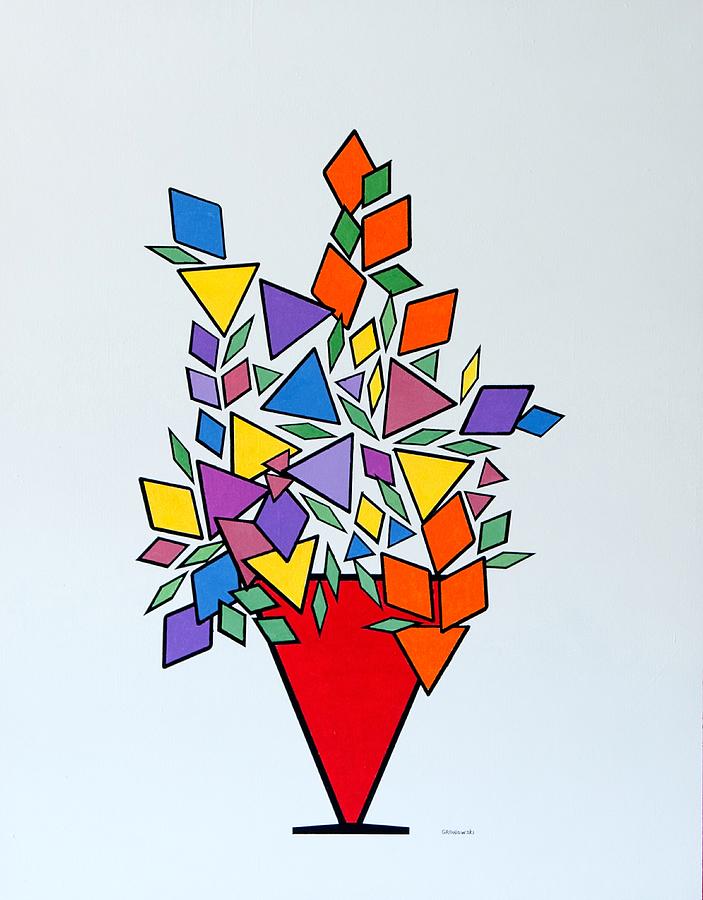 Potted Blooms Triangle Painting by Thomas Gronowski