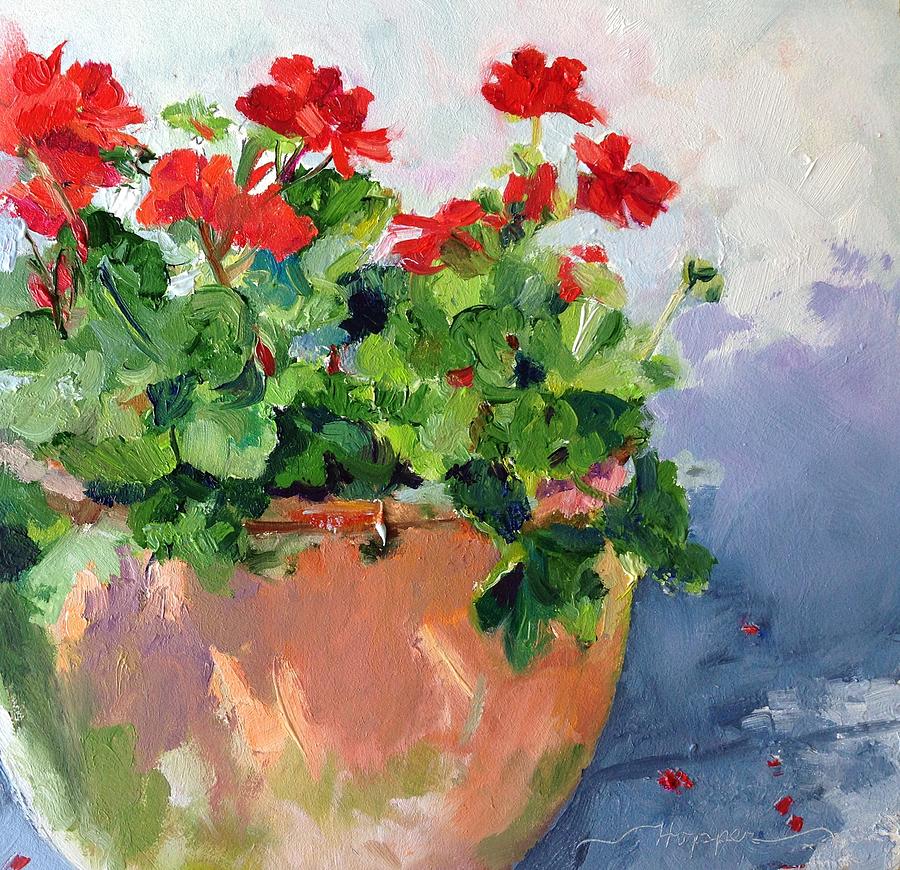 Potted Geranium Painting by Carol Hopper