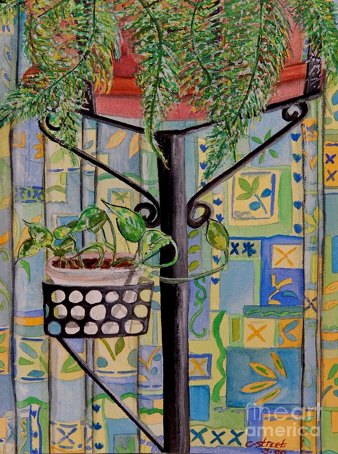 Curtain Painting - Potted Plants by Caroline Street