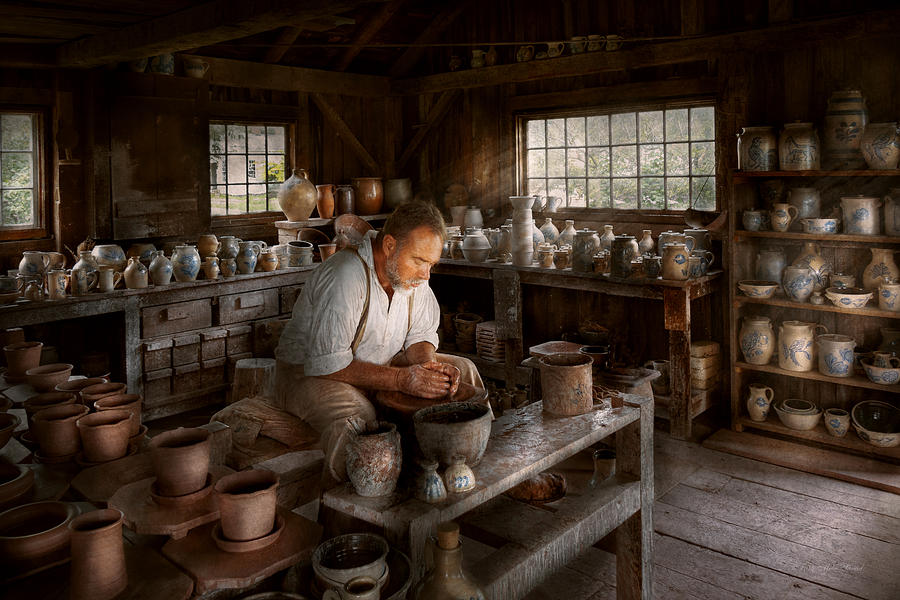 Bowl Photograph - Potter - Raised in the clay by Mike Savad