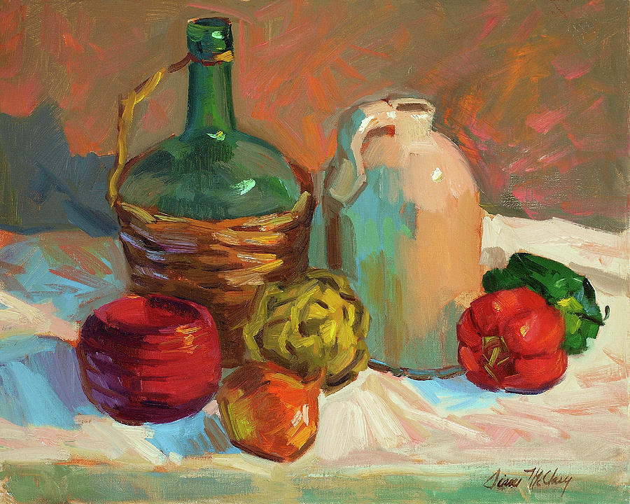 Artichoke Painting - Pottery and Vegetables by Diane McClary