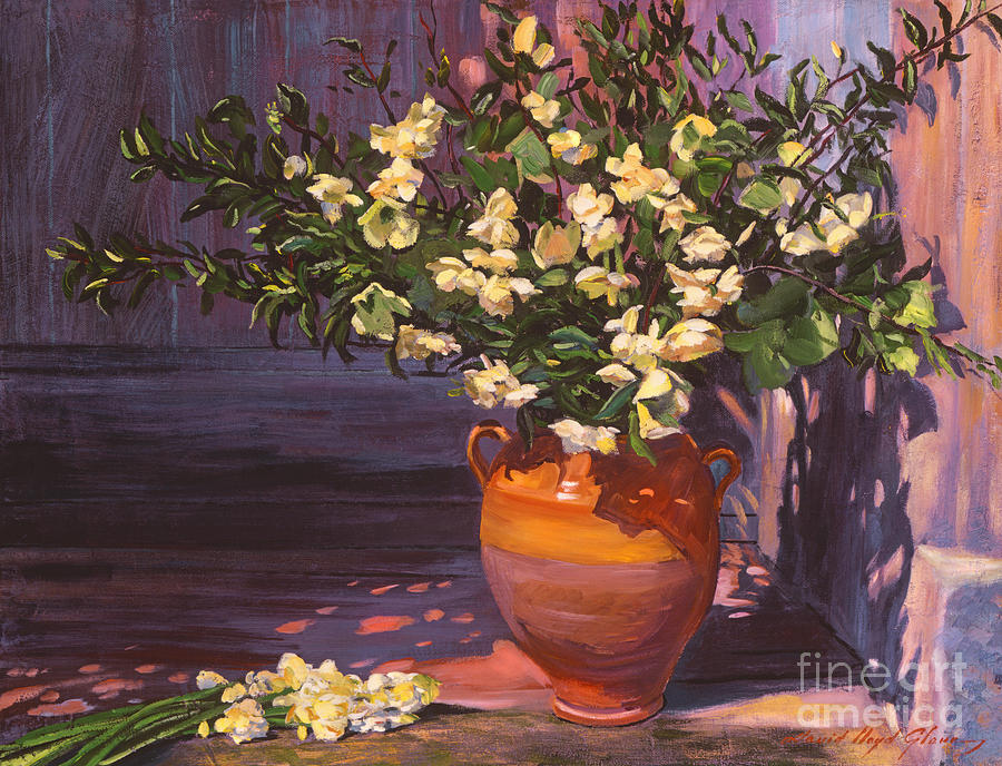 Flower Painting - Pottery Flower Jug by David Lloyd Glover