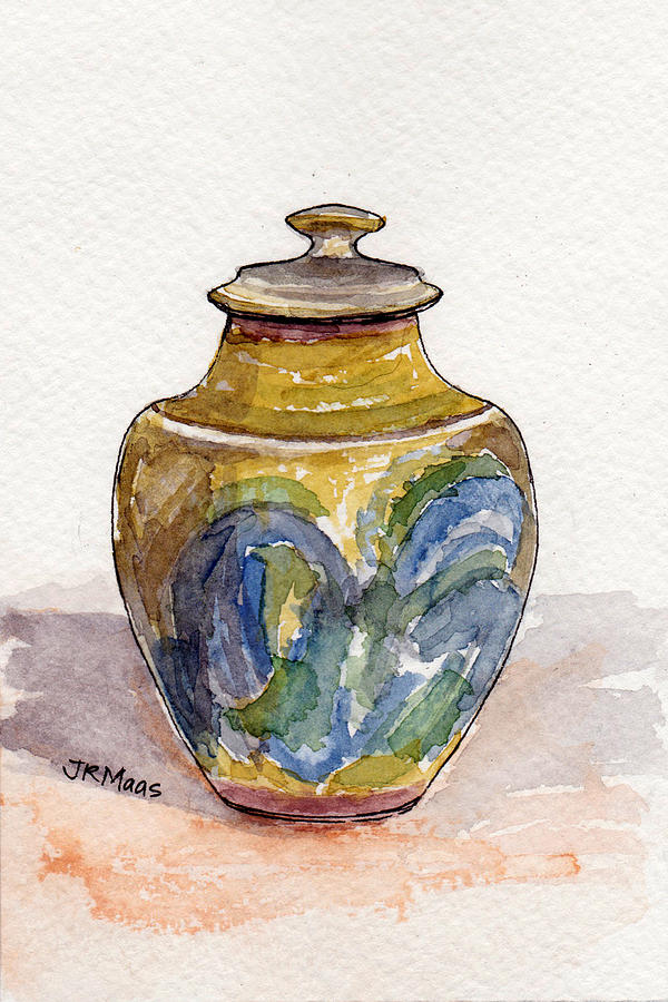 Pottery Jar Painting by Julie Maas