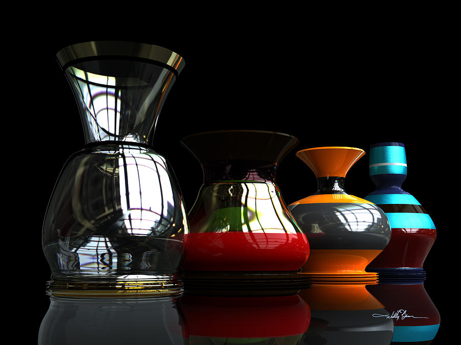 Glass and pots Digital Art by William Ladson