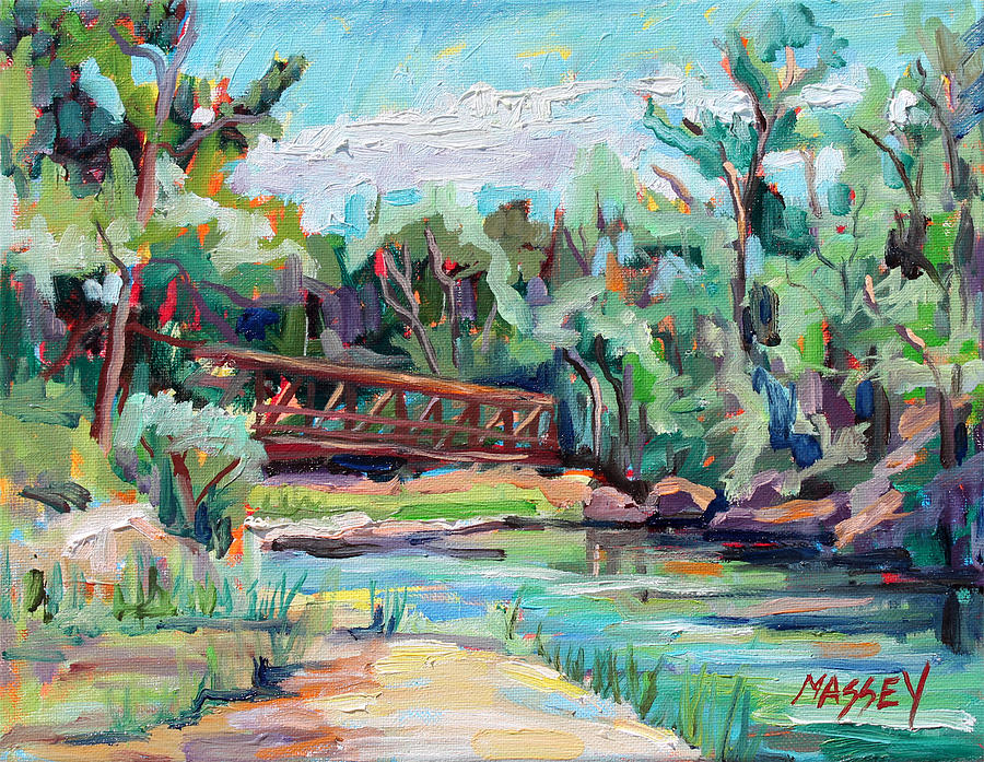 Bridge Painting - Poudre River Passage   plein air by Marie Massey