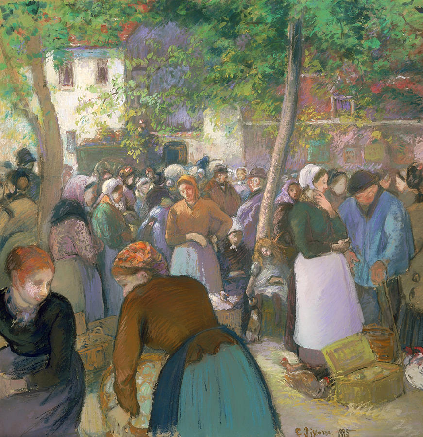 Vintage Painting - Poultry Market at Gisors by Mountain Dreams