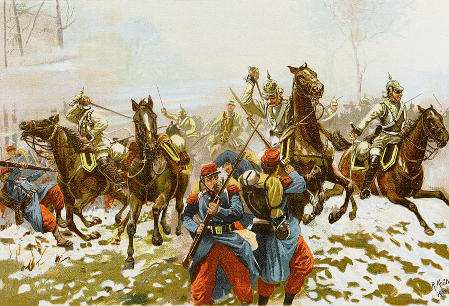 Battle Drawing - Poupry, Near Orleans  The  First by Mary Evans Picture Library