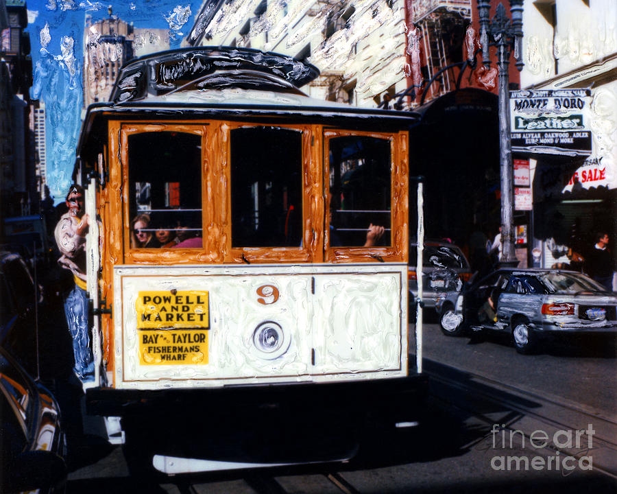 Powell And Market Cable Car San Francisco Mixed Media by Glenn McNary
