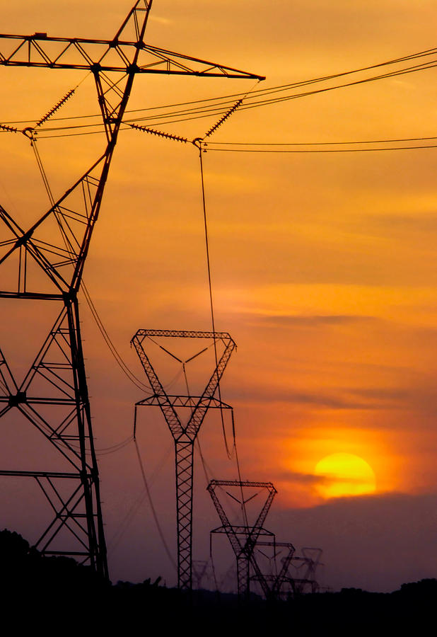 Power Lines at Sunset Photograph by David and Carol Kelly