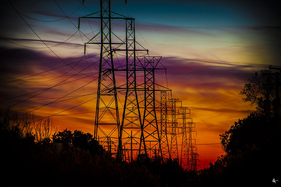 Power Line Sunset West Bloomfield MI Photograph by A And N Art