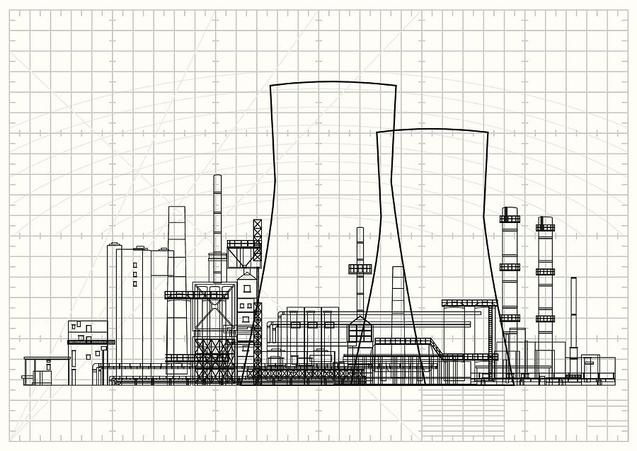 Power Station Blueprint Drawing by Youst