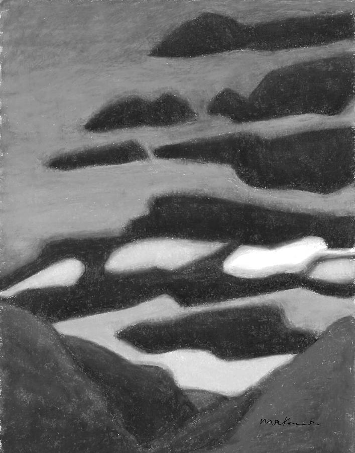 Powerful Skies Shine Black and White Painting by Carrie MaKenna
