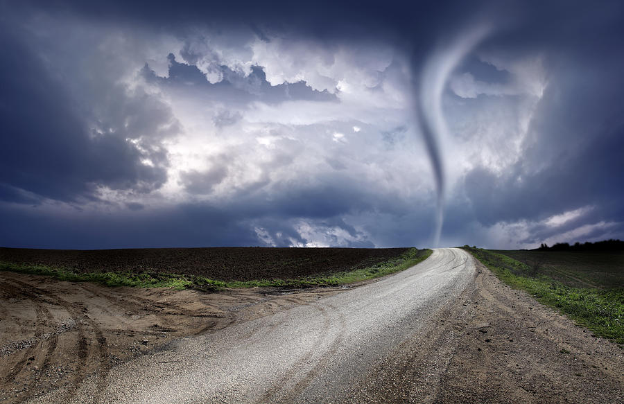 Powerful Tornado And Road Photograph by Imagedepotpro
