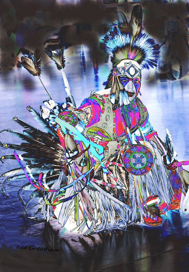 Powwow dancer in Warrior Regalia Digital Art by Kae Cheatham