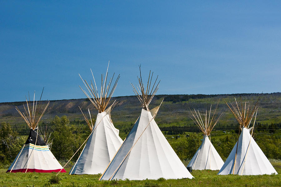 PowWow Teepees of the Blackfoot Tribe by Glacier National Park No. 3095 Photograph by Randall Nyhof