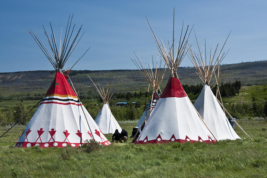 PowWow Teepees of the Blackfoot Tribe by Glacier National Park No. 3100 Photograph by Randall Nyhof