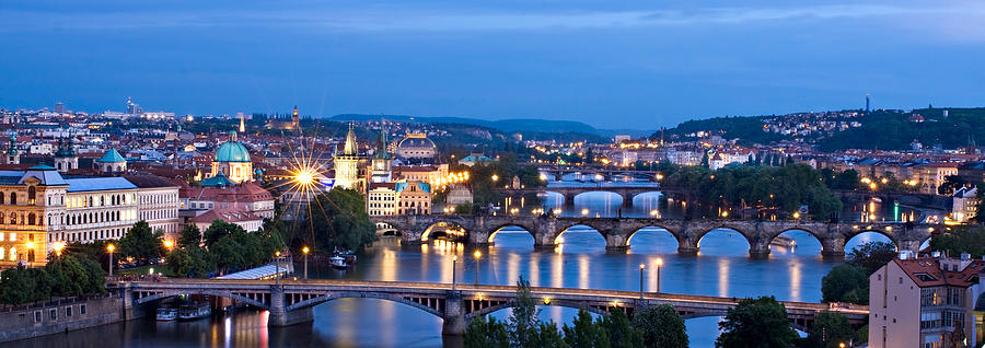 Bridge Photograph - Prague Cityscape Panorama by Barry O Carroll