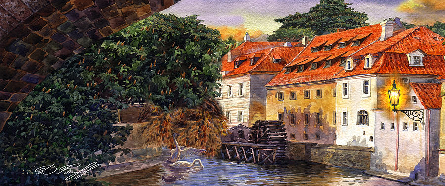 Space Painting - Prague Water Mill by Artist Prague