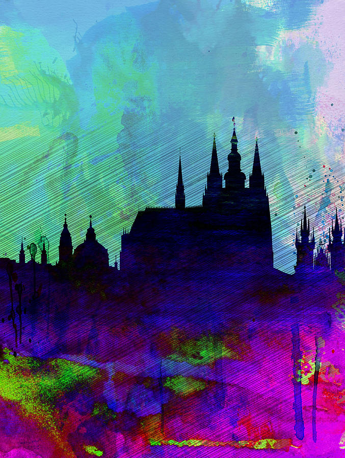 City Painting - Prague Watercolor Skyline by Naxart Studio