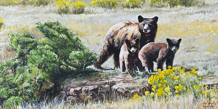 Prairie Black Bears Painting by Aaron Spong