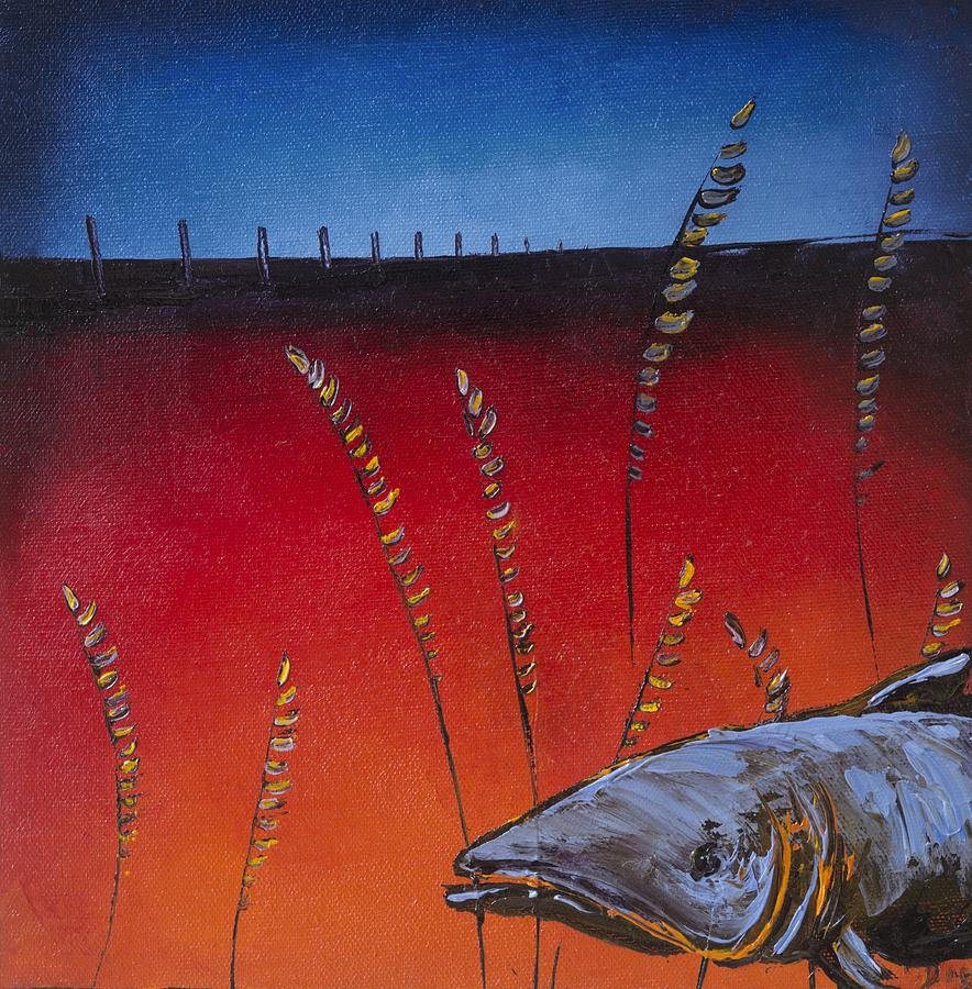 Prairie Salmon Painting by Carolyn Doe