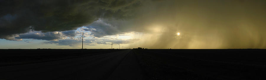 Landscape Photograph - prairie sky - view west with storm - 09JL09 by Robert G Mears