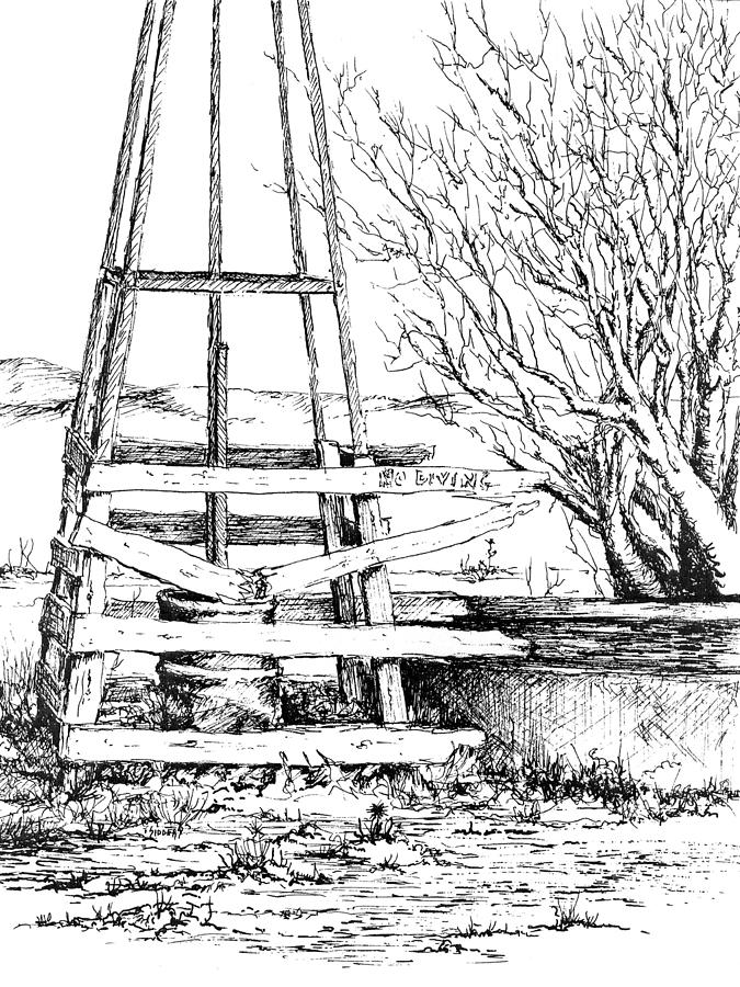 Prairie Song Ranch Water Department Drawing by Sam Sidders