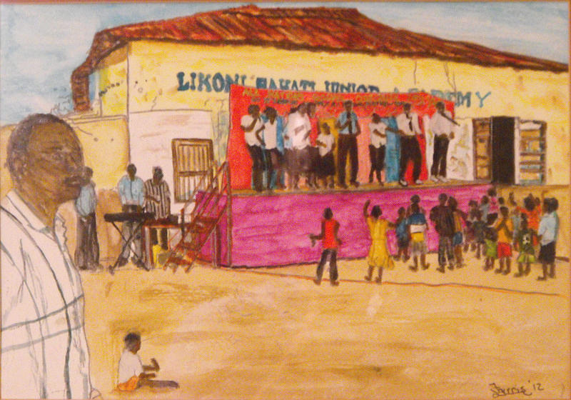Praisin the Lord in Kenya Painting by Larry Farris