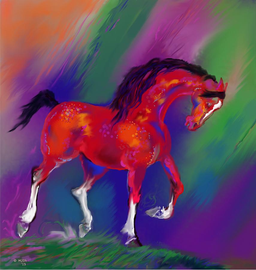 Prancing red Digital Art by Mary Armstrong