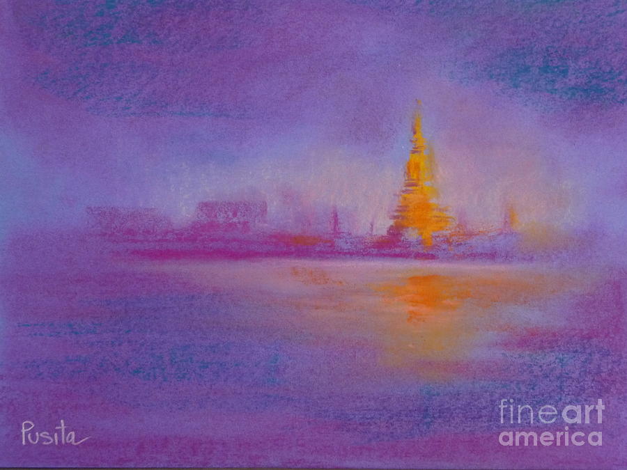 Sunset Painting - Prang Wat Arun by Pusita Gibbs