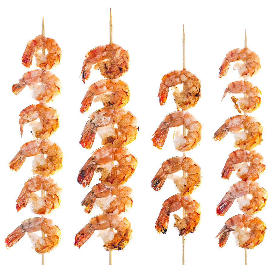 Prawn Skewer isolated on white Photograph by Handmade Pictures - Fine ...