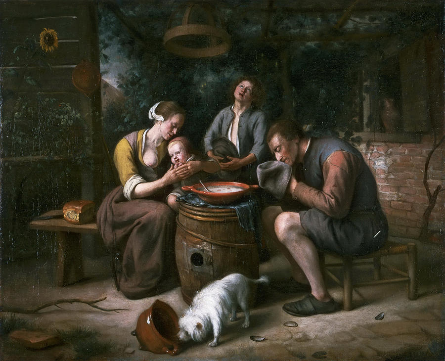 Prayer before the Meal Painting by Jan Steen