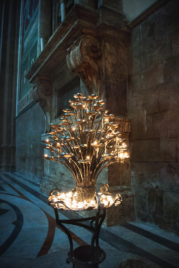 Florence Photograph - Prayer Candles Basilica Di Santa Maria Del Fiore by Natasha Bishop