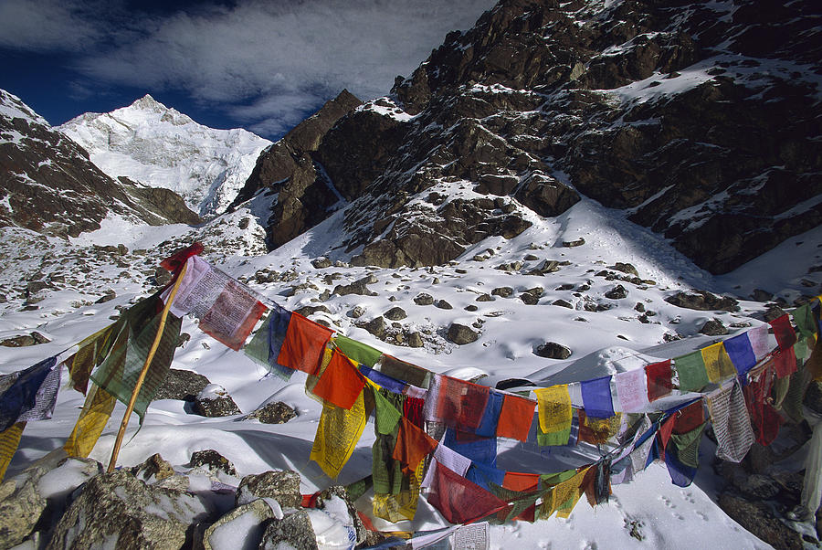 Mountain Photograph - Prayer Flags Himalaya India by Colin Monteath
