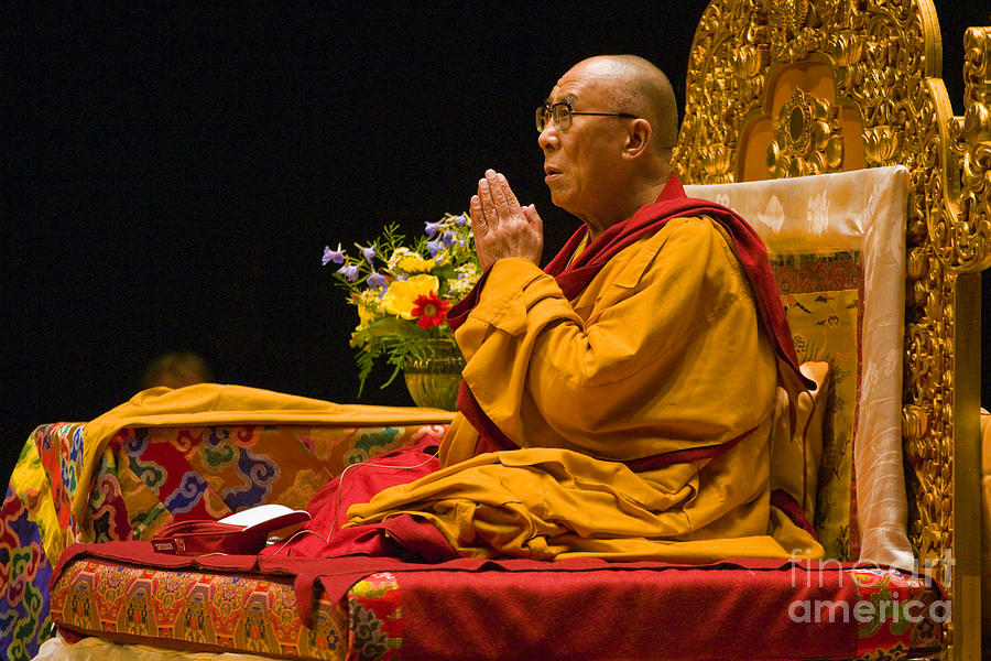 Praying Dalai lama Photograph by Craig Lovell