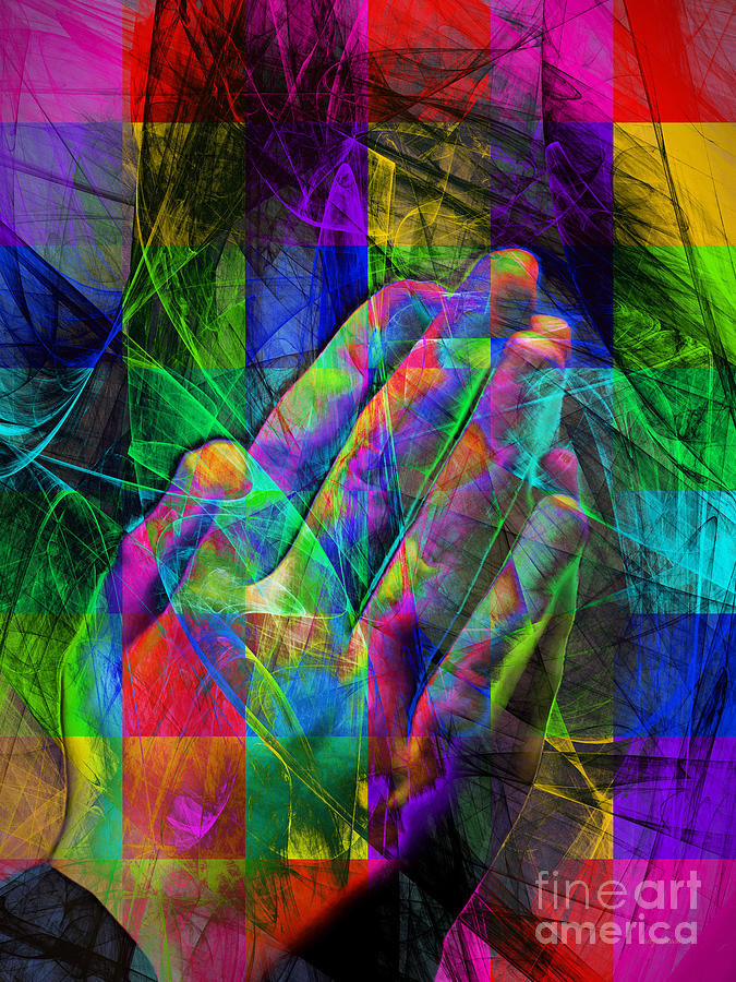 Praying Hands 20150302v2 color squares Photograph by Wingsdomain Art and Photography