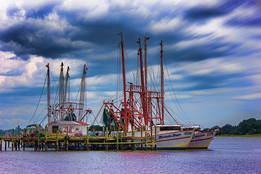 Shrimp Boat - Dock - Pre-season Maintenance Photograph by Barry Jones