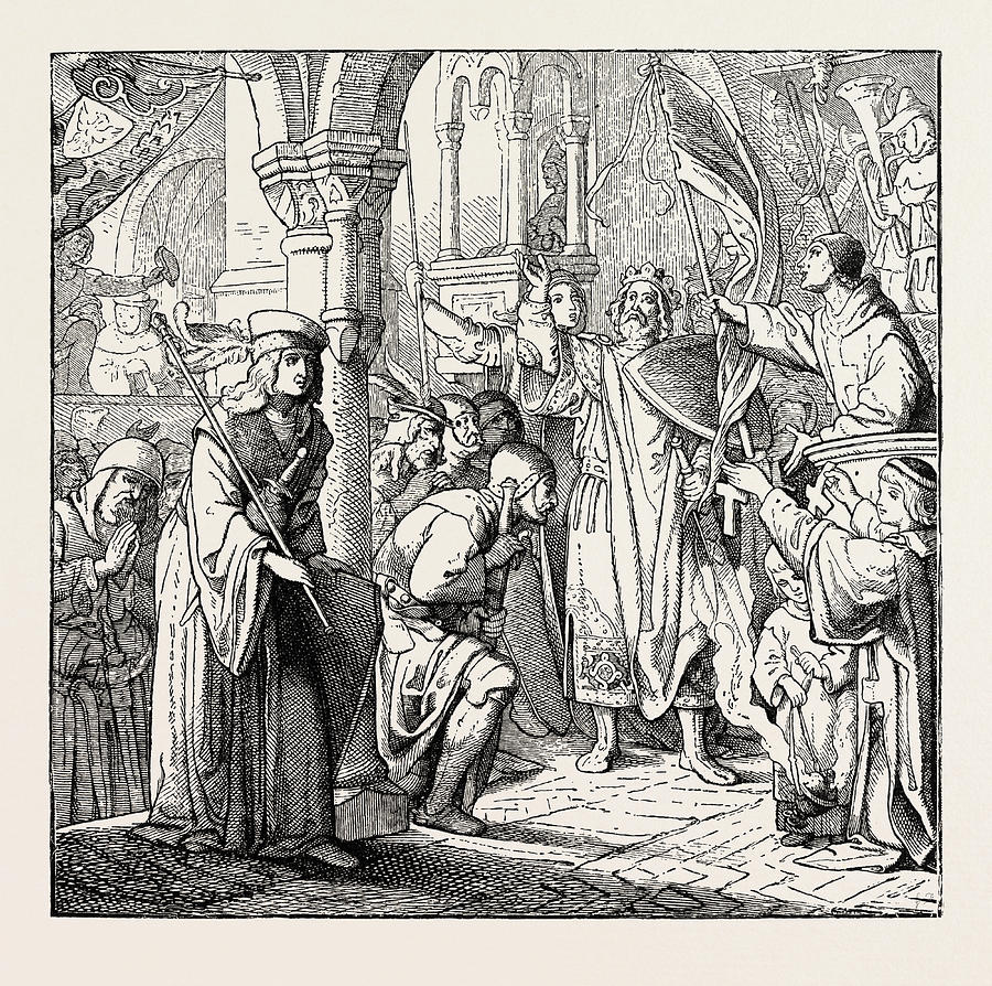 Preaching Before The Emperor At Spires Drawing by English School - Fine ...