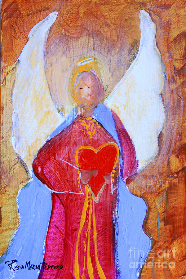 Angel Heart Painting - Precious Heart Angel by Robin Pedrero