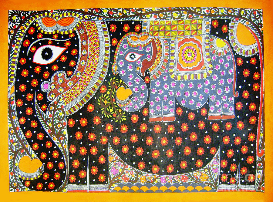 Unique Painting - Pregnant Elephant by Mithila Crafts