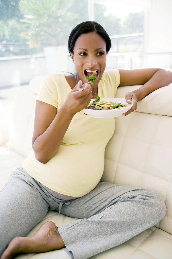 Pregnant Woman Eating A Salad Photograph By Ian Hootonscience Photo