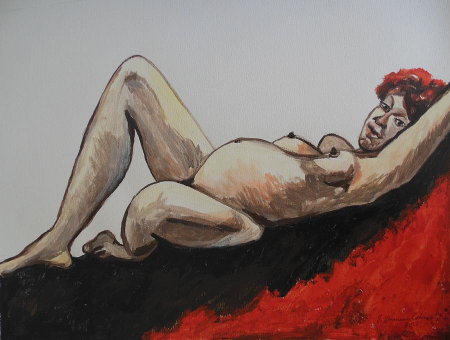 Pregnant Woman in Black and Red Painting by Esther Newman-Cohen