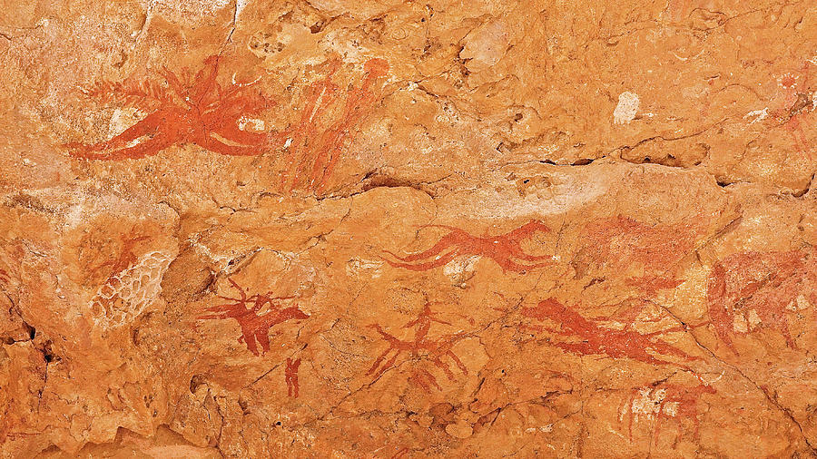 Prehistoric Rock Paintings Photograph by Thierry Berrod, Mona Lisa Production
