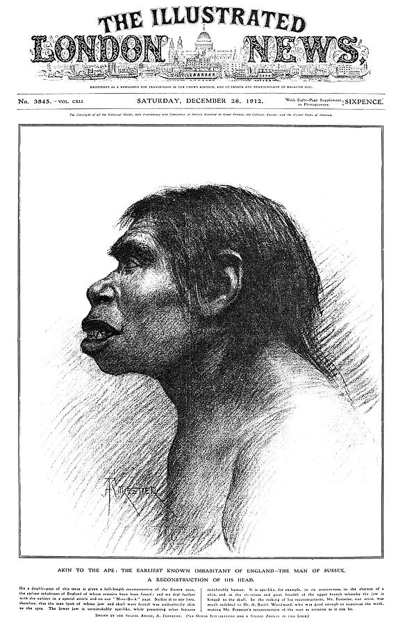 Prehistory Piltdown Man Painting by Granger